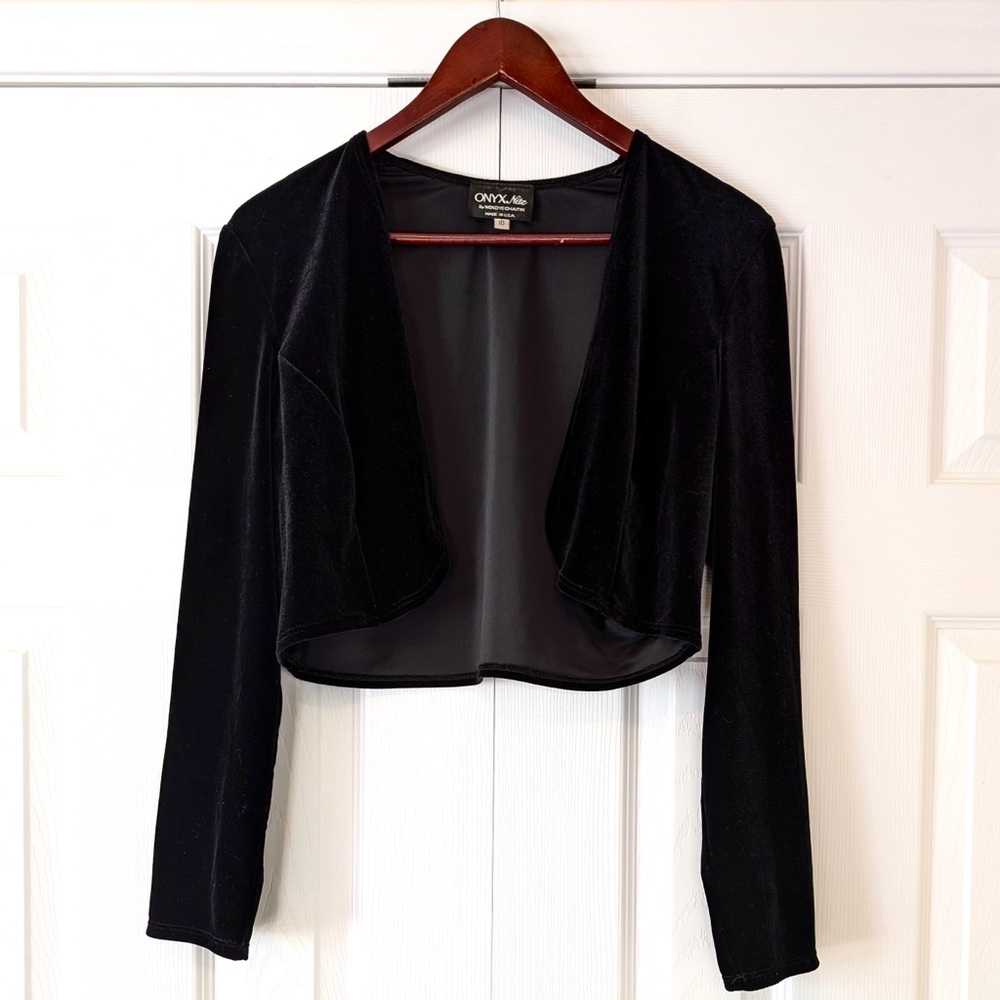 Real 90s Vintage Velvet Bolero Onyx Nite by Wendy Chaitin Made in USA Size 10